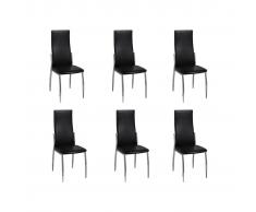 vidaXL 6 Pz Sedie Cromate per Sala da Pranzo Pelle Sintetica Nera
