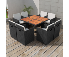 vidaXL Set Tavolo e Sedie per Esterni 25 pz in Polirattan Nero