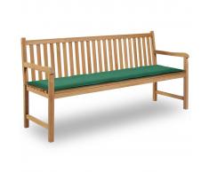 vidaXL Cuscino per Panca da Giardino Verde 180x50x3 cm