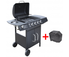 vidaXL Barbecue e Griglia a Gas 4+1 Fuochi Nero