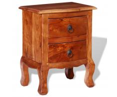 vidaXL Comodino con Cassetti in Legno Massello di Acacia