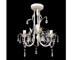 vidaXL Lampada da soffitto pendente di cristallo, Lampadario elegante, Bianco