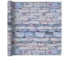 vidaXL Paravento da Balcone Tessuto Oxford 75x600cm Stampa Muro Pietra