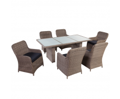 vidaXL Set Tavolo e Sedie per Esterni 13 pz in Polirattan Marrone