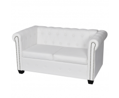 vidaXL Divano Chesterfield a 2 Posti in Pelle Artificiale Bianco