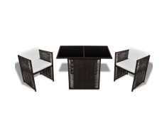 vidaXL Set Tavolo Sedie da Giardino 7 pz in Polirattan Marrone