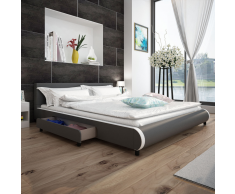 vidaXL Letto 180 x 200 cm con 2 Cassetti in Pelle Artificiale Grigia