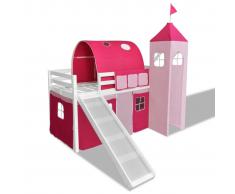 vidaXL Letto con scala principessa rosa bianco telaio in legno castello