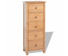 vidaXL Cassettiera Alta in Legno Massello di Rovere 45x32x115 cm Marrone