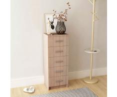 vidaXL Cassettiera Alta in Truciolato 41x35x108 cm Rovere