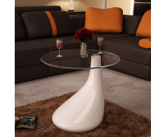 vidaXL Tavolino salotto moderno vetro design bianco a goccia