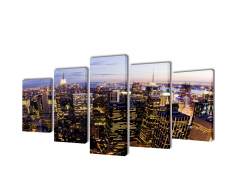 vidaXL 5 pz Set Stampa su Tela da Muro Vista dall'Alto New York 100 x 50cm
