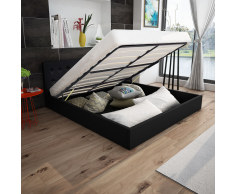 vidaXL Letto con Contenitore Apertura Idraulica 180 cm Similpelle Nero