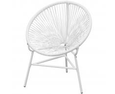 vidaXL Sedia da giardino in polirattan bianco