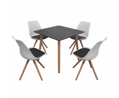 vidaXL 5 Pz Set Tavolo e Sedie Sala da Pranzo Bianco Nero