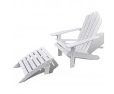 vidaXL Sedia in Legno con Ottomano/Sgabello Bianco