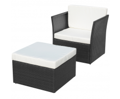 vidaXL Sedia da Giardino con Poggiapiedi in Polirattan Nero