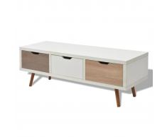 vidaXL Mobile Porta TV con 3 Cassetti 120x39x39 cm Bianco