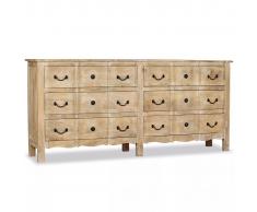 vidaXL Cassettiera in Legno Massello di Mango 200x40x90 cm