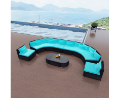 vidaXL Divano da Giardino Set in Polirattan Blu Tropicale