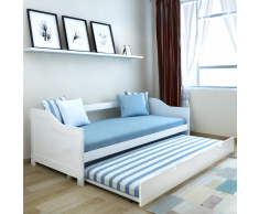 vidaXL Divano/Letto a Scomparsa in Legno di Pino Bianco 200x90 cm