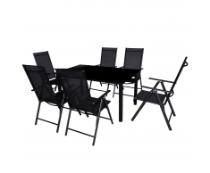 vidaXL Set da Pranzo 7 pz in Alluminio Nero Pieghevole