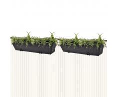 vidaXL Set 2 pz Piantatrice trapezoidale in rattan per balcone 80 cm nero