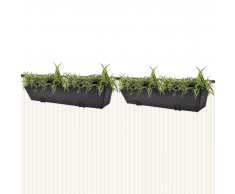 vidaXL Set 2 pz Piantatrice trapezoidale in rattan per balcone 80 cm nero