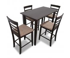 vidaXL Set Tavolo da Bar in Legno Marrone e 4 Sedie