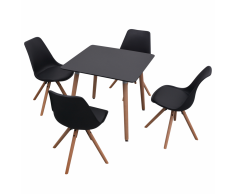 vidaXL 5 Pz Set Tavolo e Sedie Sala da Pranzo Nero