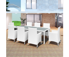 vidaXL Set Tavolo e Sedie per Esterni 17 pz in Polirattan Bianco Crema