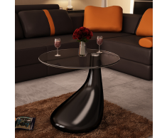 vidaXL Tavolino salotto moderno vetro design nero a goccia