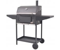 vidaXL Barbecue a Carbonella con Ripiano Inferiore Nero