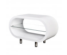 vidaXL Tavolino Caffè Brillante Bianco / Supporto TV Ovale