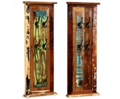 vidaXL 2 Pz Appendiabiti in Legno Massello di Recupero 38x100 cm