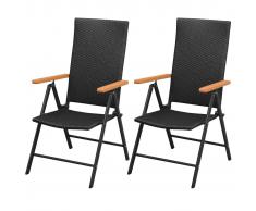 vidaXL 2 pz Set Sedie da Giardino in Polirattan ed Alluminio Nero