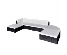 vidaXL Set Divano da Giardino 16 pz in Polirattan Nero