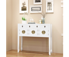 vidaXL Credenza in Stile Cinese Legno Massello Bianca