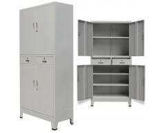 vidaXL Armadio per Ufficio con 4 Ante Acciaio 90x40x180 cm Grigio