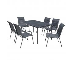 vidaXL 7 pz Set Tavolo e Sedie da Giardino Nero