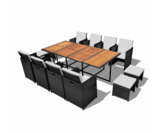 vidaXL Set Tavolo Sedie da Giardino 33 pz Polirattan Nero e Acacia