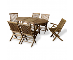 vidaXL Set Pranzo 7 pz. da Esterno in Teak con Tavolo Estensibile