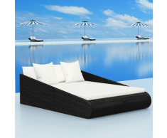 vidaXL Sedia a sdraio in polirattan nero 200x142x59 cm