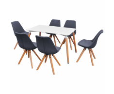 vidaXL 7 Pz Set Tavolo e Sedie Sala da Pranzo Bianco Grigio Scuro