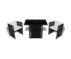 vidaXL Set Tavolo e Sedie da Giardino 7 pz in Polirattan Nero