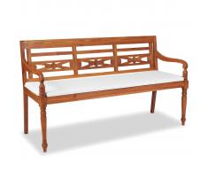 vidaXL Panchina Batavia a 3 Posti in Legno di Teak 150x51,5x84 cm