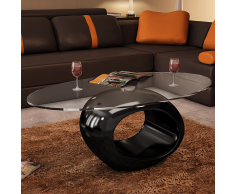 vidaXL Tavolino salotto nero basso con base circolare