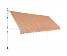 vidaXL Tenda da Sole Retrattile Manuale 350 cm a Strisce Blu e Gialle