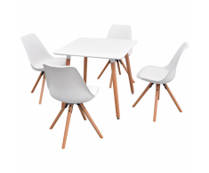 vidaXL 5 Pz Set Tavolo e Sedie Sala da Pranzo Bianco