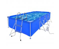 vidaXL Piscina con Scaletta e Pompa in Acciaio 394 x 207 80 cm